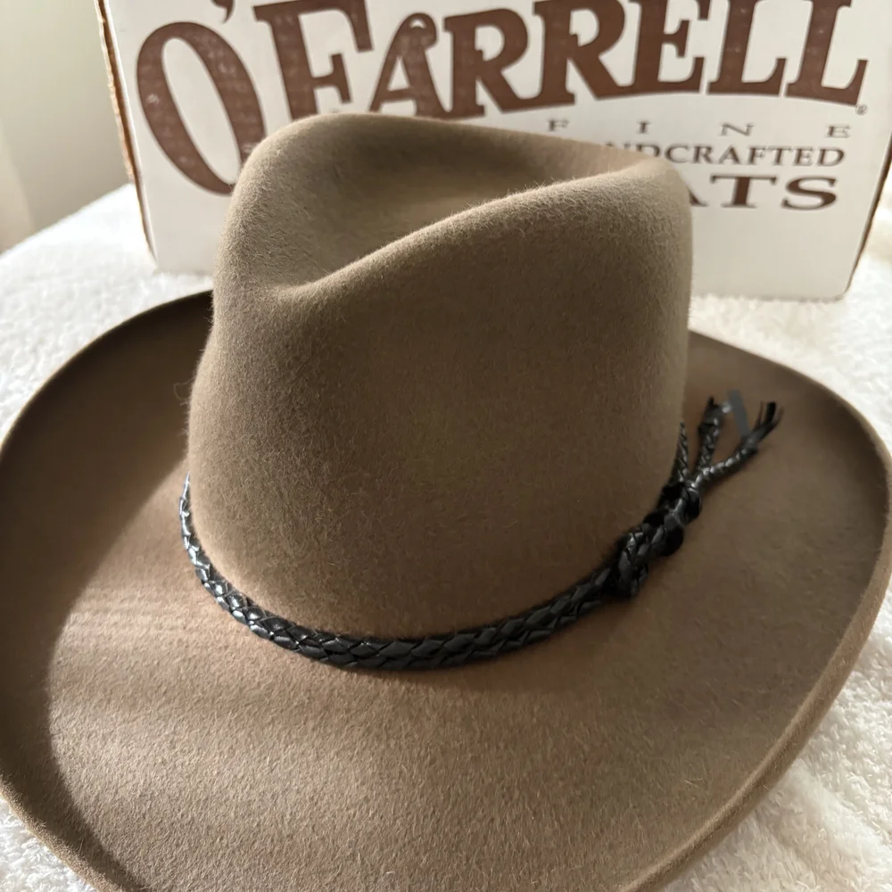 O'Farrell Brown Cowboy Hat with Black Braided Band, Size Small, 6.5-7 - Picture 1 of 13